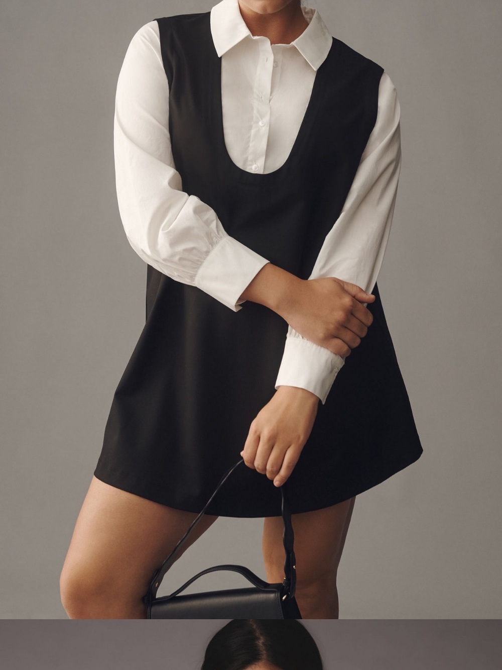 Anthropologie Maeve long sleeve twofer pinafore mini dress
